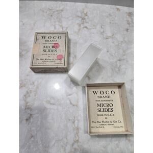 Vintage Woco Brand Micro Slides 3" x 1" Clear Non Corrosive Glass Original Box